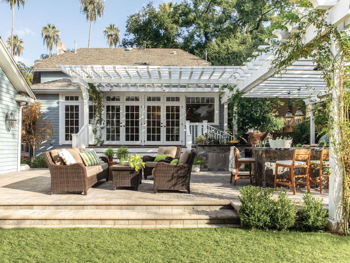 Renovated patio with a new pergola