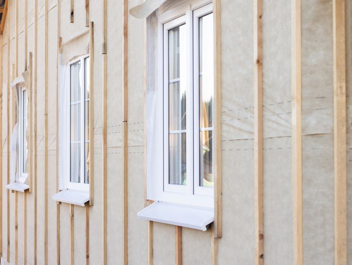 Vapor barrier on a house under construction